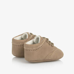 Mayoral Newborn-Beige Faux Leather Lace-Up Pre-Walker Shoes | Childrensalon