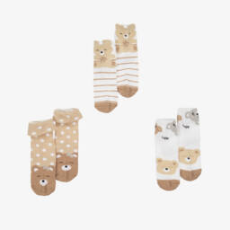 Mayoral Newborn-Beige & Ivory Cotton Baby Socks (4 Pack) | Childrensalon
