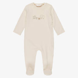 Mayoral Для новорожденных-Комбинезоны бежевый и кремовый из хлопка с поездами (2шт.) | Childrensalon