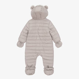 Mayoral Newborn-Beige Padded Teddy Snowsuit | Childrensalon