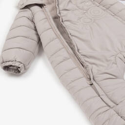 Mayoral Newborn-Beige Padded Teddy Snowsuit | Childrensalon