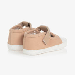 Mayoral-Beige & White Canvas Pre-Walker Shoes | Childrensalon