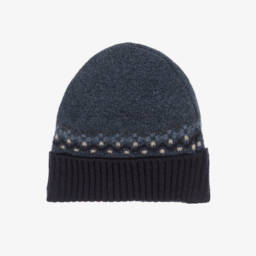 Mayoral-Blue Cotton Knit Hat & Snood Set | Childrensalon