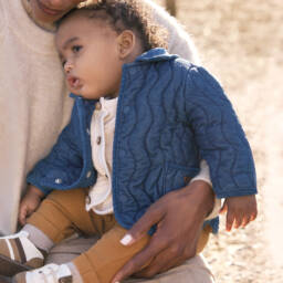 Mayoral Newborn-جاكيت دنيم مبطن لون أزرق للأطفال الرضع | Childrensalon