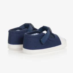 Mayoral-Blue & White Canvas Pre-Walker Shoes | Childrensalon