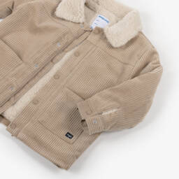 Mayoral-Boys Beige Corduroy Jacket with Fleece Lining | Childrensalon