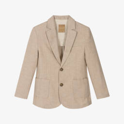 Mayoral Nukutavake Boys Beige Cotton Linen Blazer Childrensalon