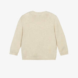 Mayoral-Boys Beige Cotton & Wool Bear Sweater with Pouch Pocket | Childrensalon