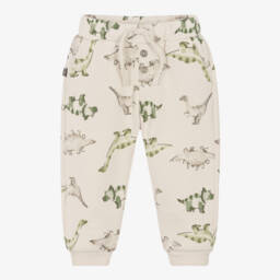 Boys Beige Dino Pattern Jersey Joggers