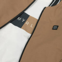 Mayoral-Boys Beige & Grey 3 Piece Cotton Tracksuit | Childrensalon