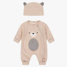 Mayoral Для новорожденных-Boys Beige Knitted Animal Babysuit Set | Childrensalon