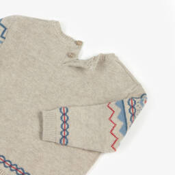 Mayoral-Boys Beige Knitted Jumper with Fair Isle Pattern | Childrensalon