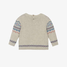 Mayoral-Boys Beige Knitted Jumper with Fair Isle Pattern | Childrensalon
