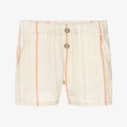 Шорты бежевые из хлопкового муслина в полоску для мальчиков