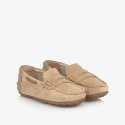 Mayoral-Boys Beige Suede Moccasin Shoes | Childrensalon