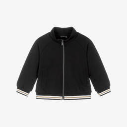 Boys Black Jersey Zip-Up Top