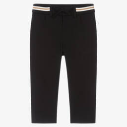 Boys Black Milano Jersey Trousers with Striped Trim