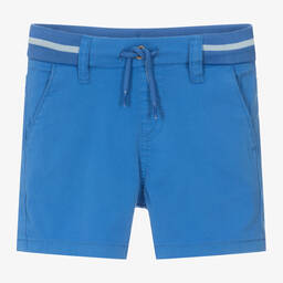 Mayoral-Boys Blue Cotton Drawstring Shorts | Childrensalon