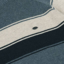 Mayoral-Boys Blue Cotton & Wool Knit Striped Sweater | Childrensalon