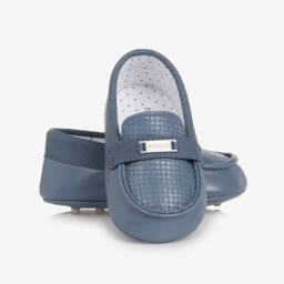 Mayoral Newborn-Boys Blue Faux Leather Pre-Walker Shoes | Childrensalon