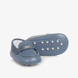 Mayoral Newborn-Boys Blue Faux Leather Pre-Walker Shoes | Childrensalon