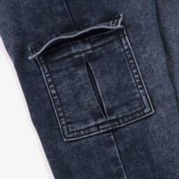 Mayoral-Boys Dark Blue Denim Straight Fit Cargo Jeans | Childrensalon