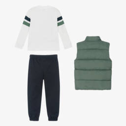 Mayoral-Boys Green Gilet & Navy Blue Trouser Set | Childrensalon