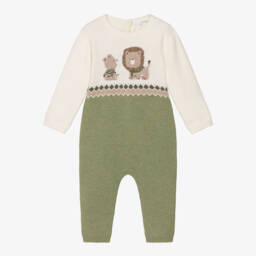 Mayoral Newborn-أفرول بيبي غرو قطن محبوك لون عاجي وأخضر للأولاد | Childrensalon