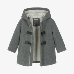 Mayoral-Boys Grey Hooded Duffle Coat | Childrensalon