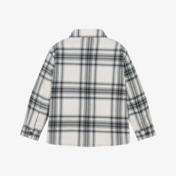 Mayoral-Boys Grey & Ivory Cotton Checked Shacket | Childrensalon