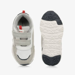 Mayoral-Boys Grey Leather & Textile Velcro Trainers | Childrensalon