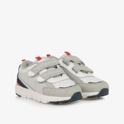 Mayoral-Boys Grey Leather & Textile Velcro Trainers | Childrensalon