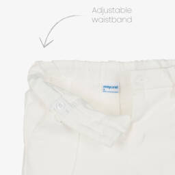 Mayoral-Boys Ivory Cotton Twill Trousers | Childrensalon