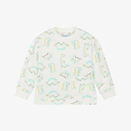 Boys Ivory Long Sleeve Dinosaur T-Shirt