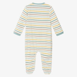 Mayoral Newborn-Boys Ivory Striped Velour Dinosaur Babygrow | Childrensalon