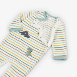 Mayoral Newborn-Boys Ivory Striped Velour Dinosaur Babygrow | Childrensalon