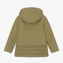 Mayoral Nukutavake-Boys Khaki Green Hooded & Padded Coat | Childrensalon