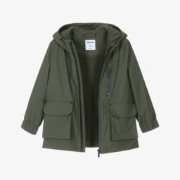 Mayoral-Boys Khaki Green Raincoat with Fleece Lining | Childrensalon