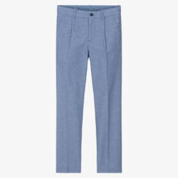 Boys Mid Blue Cotton Trousers