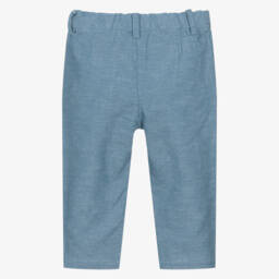 Mayoral-Boys Mid-Blue Marl Cotton Trousers | Childrensalon