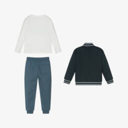 Mayoral-Boys Navy Blue 3 Piece Cotton Tracksuit | Childrensalon