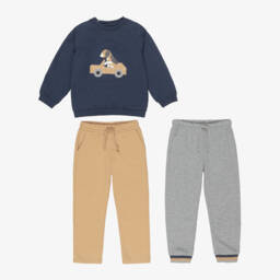 Mayoral-Boys Navy Blue & Beige Driving Dog Tracksuit Set | Childrensalon