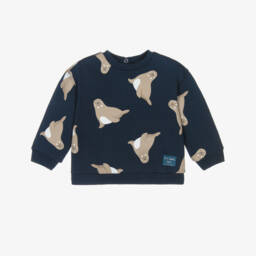 Mayoral-Boys Navy Blue Cotton Seal Sweatshirt | Childrensalon