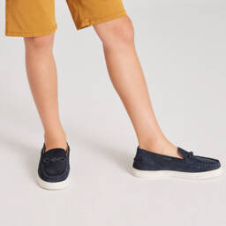 Mayoral-Boys Navy Blue Suede Leather Loafers | Childrensalon