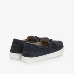 Mayoral-Boys Navy Blue Suede Leather Loafers | Childrensalon