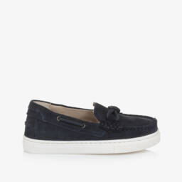 Mayoral-Boys Navy Blue Suede Leather Loafers | Childrensalon
