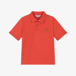 Mayoral-Boys Red Cotton Polo Shirt with Pocket | Childrensalon