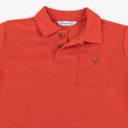 Mayoral-Boys Red Cotton Polo Shirt with Pocket | Childrensalon