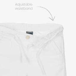 Mayoral-Boys White Cotton & Linen Trousers | Childrensalon