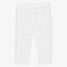 Mayoral-Boys White Cotton & Linen Trousers | Childrensalon